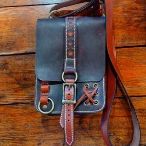 Hand crafted one of a kind all leather stachel.